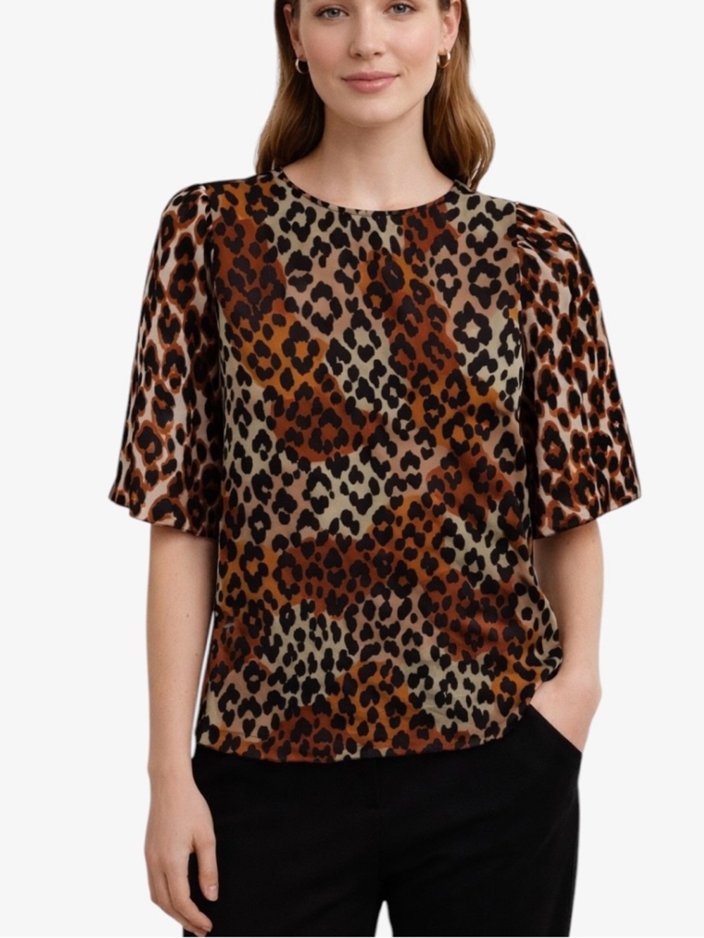 Kobi Halperin Mara Silk Blend Blouse in Sienna Leopard Print Women’s Size XS